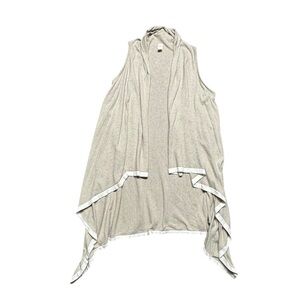 Zestt Organic Cotton Knit Open Front Long Cardigan Beige White One Size Duster‎